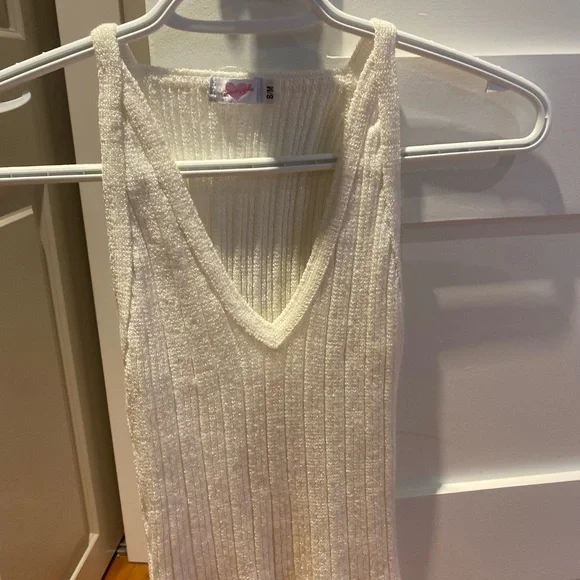 Sparkly Ivory Ribbed Knit Top - Picture 1 of 3